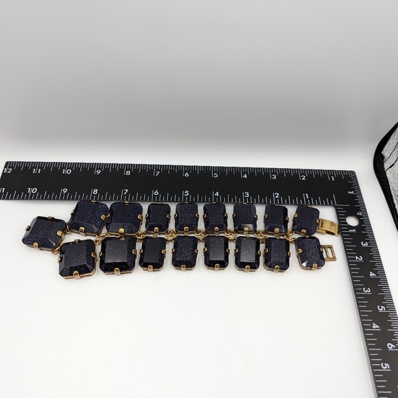 Huge Blue Goldstone Venetian Glass Haute Couture Runway RIVIERE NECKLACE - Picture 13 of 14